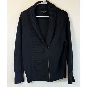 Eileen Fisher Shawl Collar 100% Merino Wool Zip Up Cardigan Sweater Petite Large